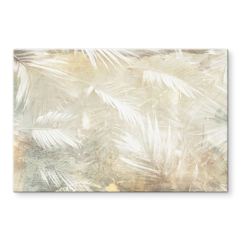 Tableau sur verre acrylique Feuilles de palmier blanches abstraites - Kulik 