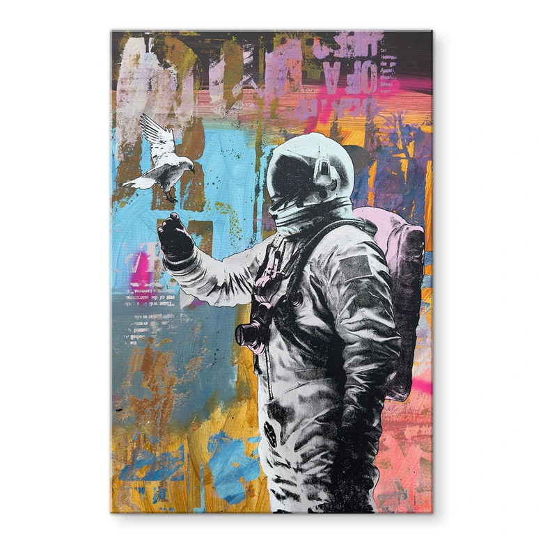Acrylglasbild Astronaut mit Taube - Kuryliuk 