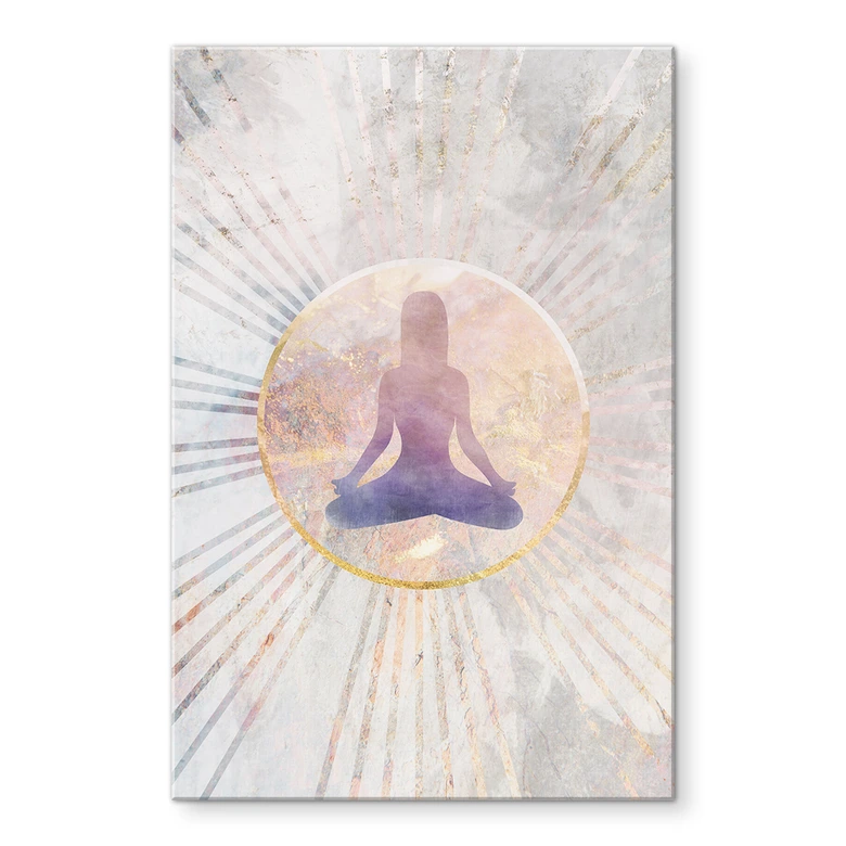 Akrylbillede Lotus position - Meditation i gyldent lys - Manovski 