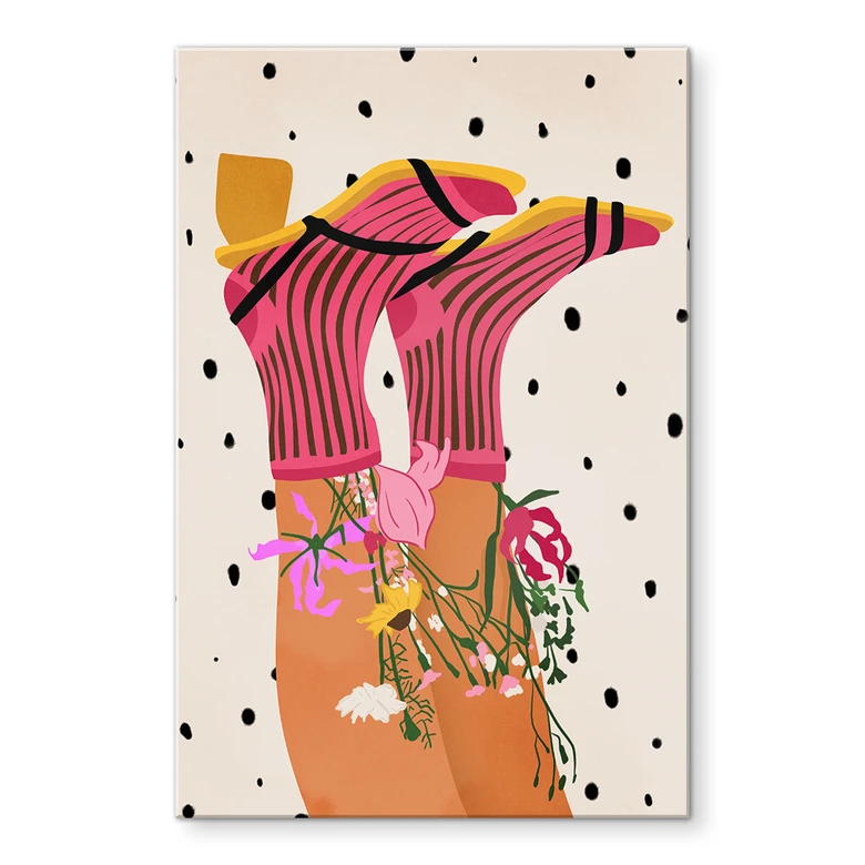 Acrylglasbild Sockenliebe trifft Flower Power - Mokate 