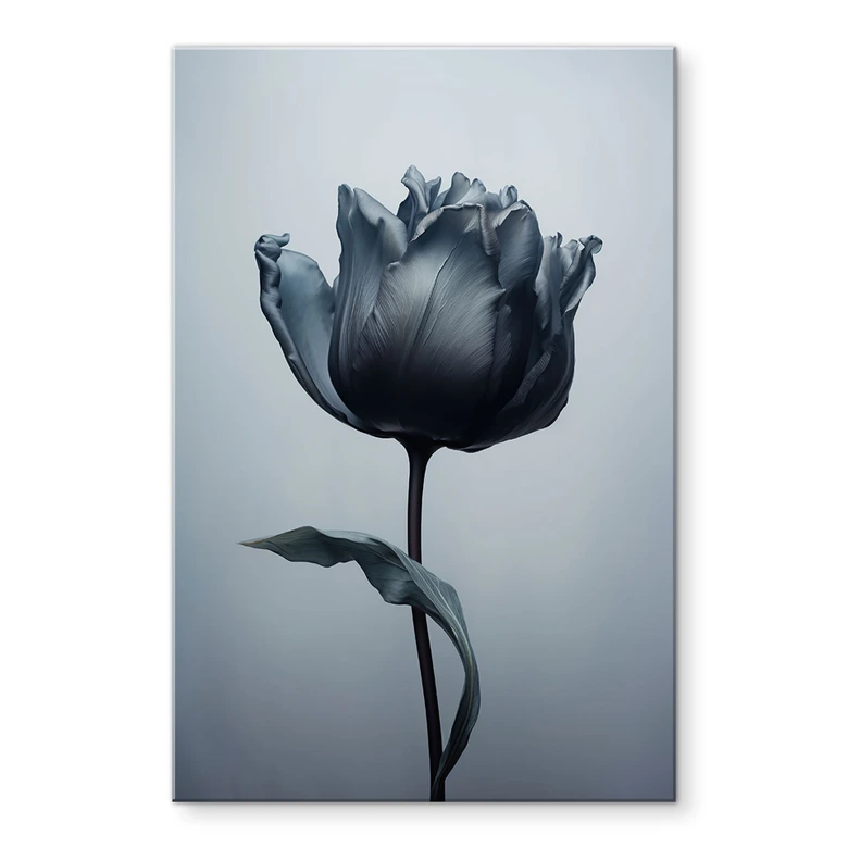 Tableau en verre acrylique Tulipe veloutée en noir - Paksoylu 