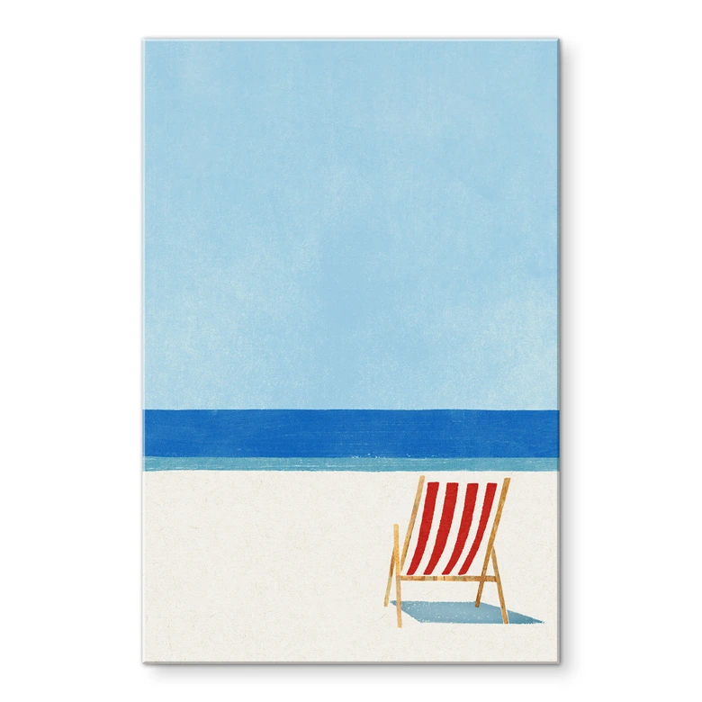 Tableau en verre acrylique Chaise longue avec vue sur la mer - Rivers 
