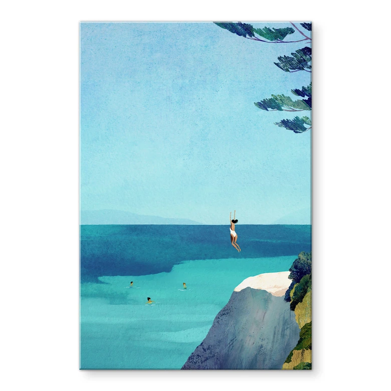 Tableau en verre acrylique Bonheur d'été au bord d'une mer turquoise - Rivers 