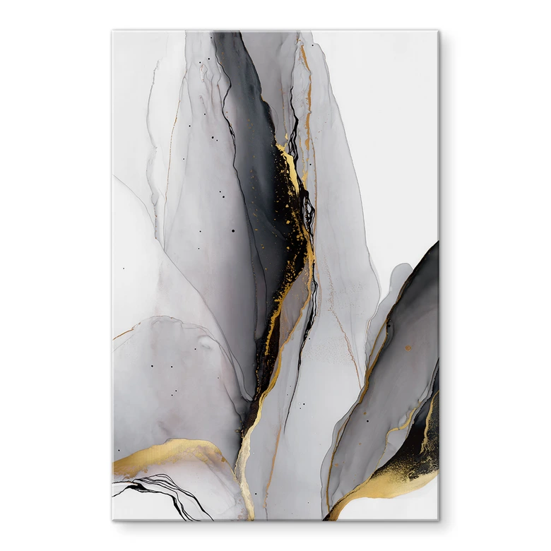 Acrylglasbild Abstrakte Komposition in Gold und Grau - Shelest 