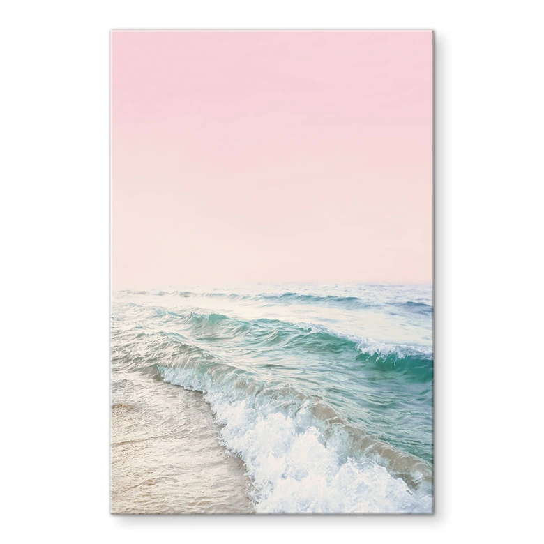 Tableau en verre acrylique Ciel rose au-dessus de la mer - Sisi & Seb 