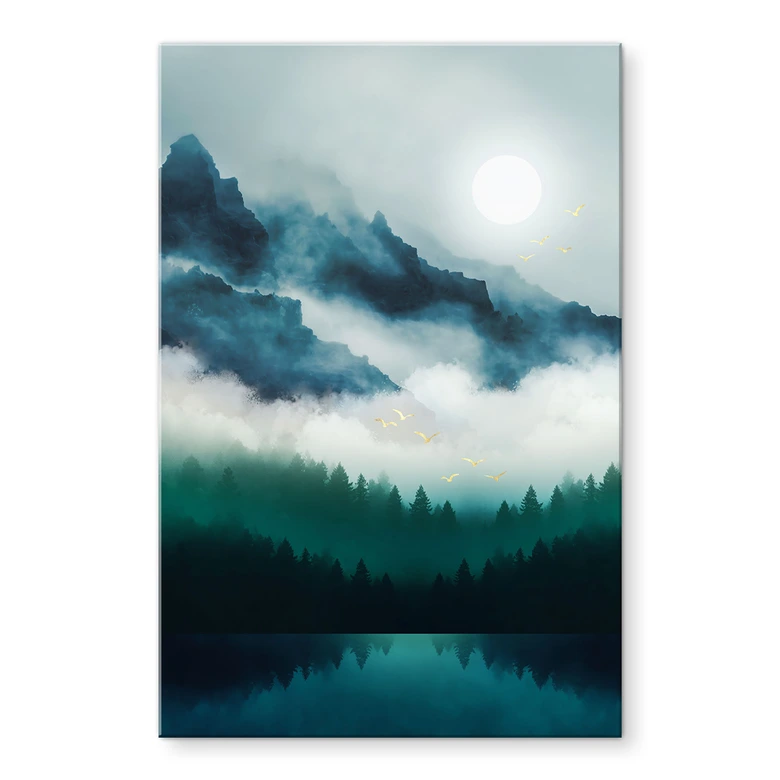 Acrylglasbild Neblige Landschaft in der Nacht - SpaceFrog Designs 