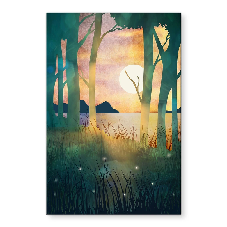 Acrylglasbild Waldzauber bei Sonnenuntergang - SpaceFrog Designs 