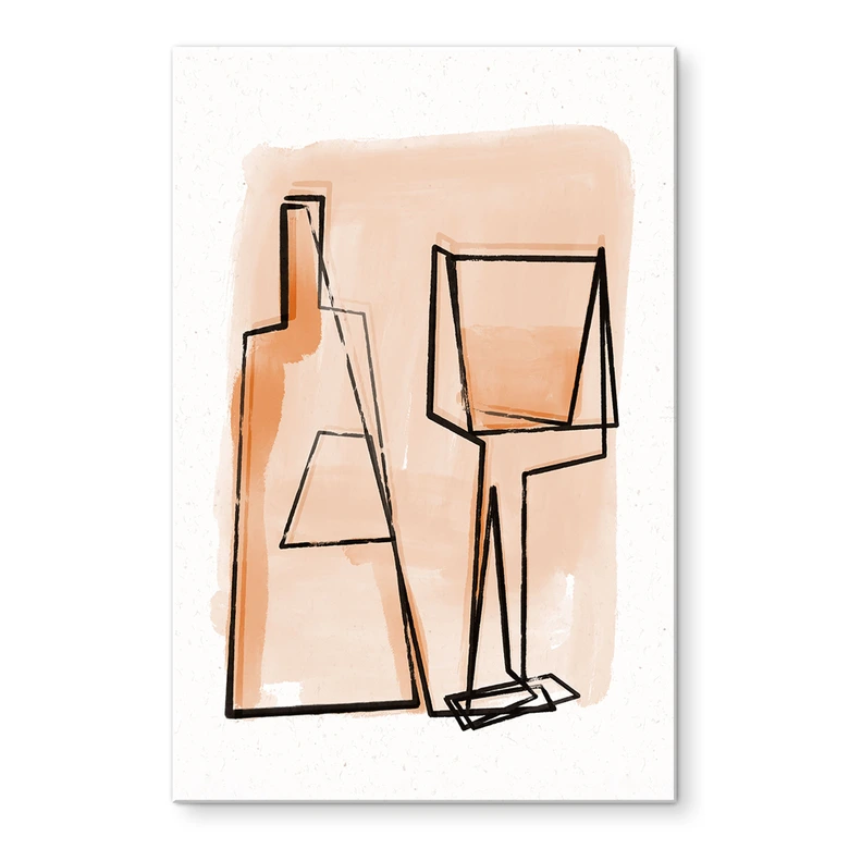 Acrylglasbild Abstraktes Stillleben: Flasche und Weinglas - Treechild 