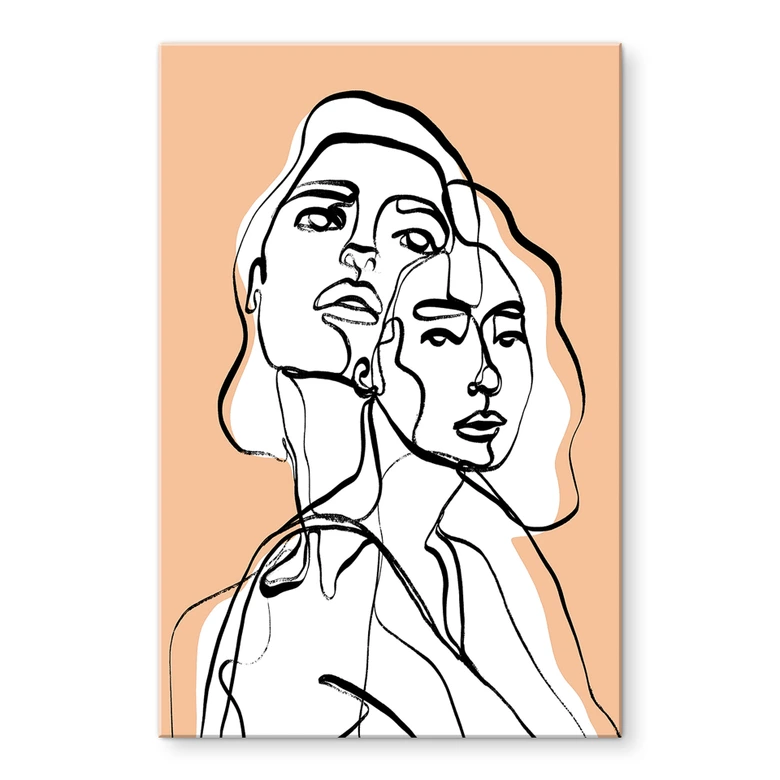 Acrylglasbild Line Art Porträt von zwei Frauen - Treechild 