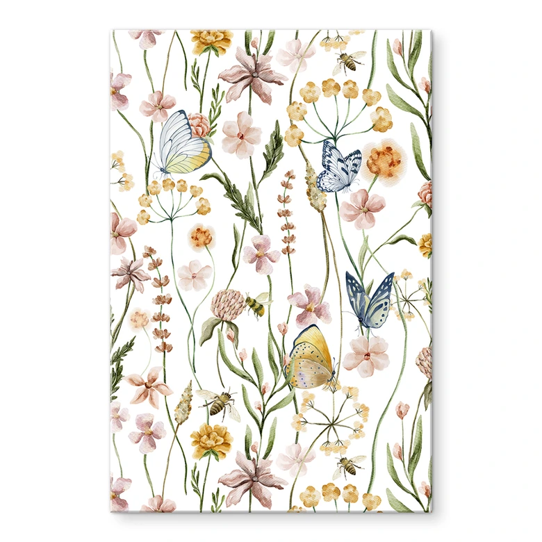Acrylglasbild Frühlingswiese mit Schmetterlingen - UN Designs 