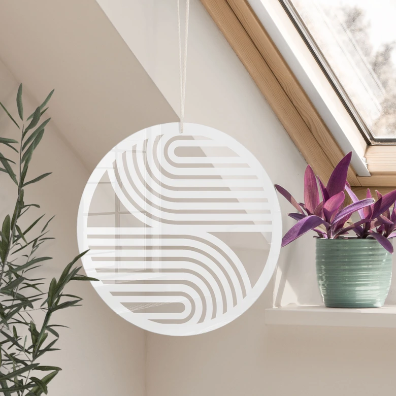 Acrylglasbild, Fensterbild zum Aufhängen Boho Bögen - Rund 