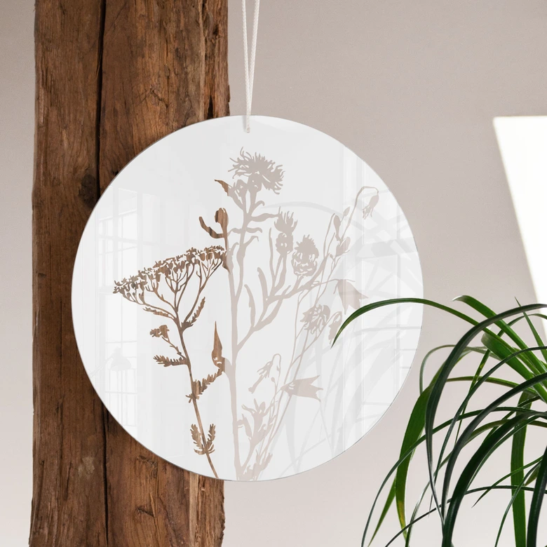 Acrylic picture, window picture to hang up Field flowers - round 