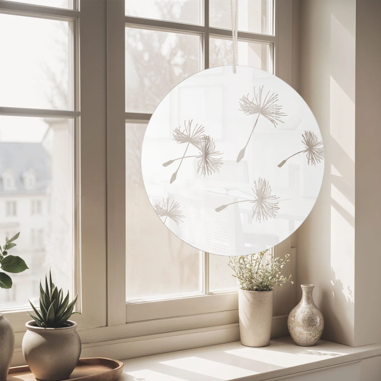 Acrylglasbild, Fensterbild zum Aufhängen Fliegerschirmchen - Rund 