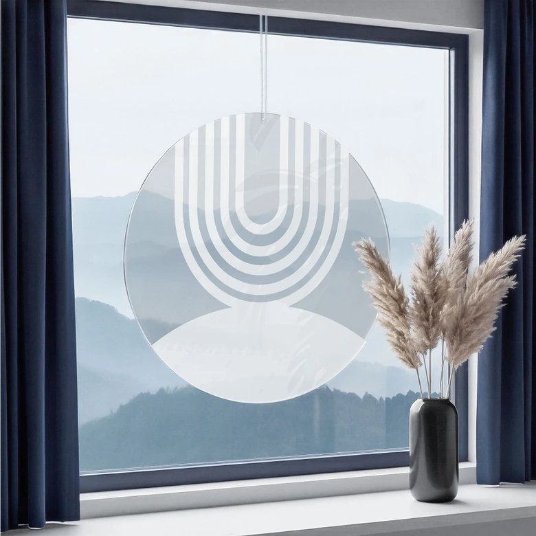 Acrylic print, window picture to hang Geometric arch in modern design - Round 