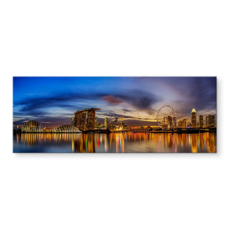 Acrylglasbild Xie - Lights in Singapore - Panorama 