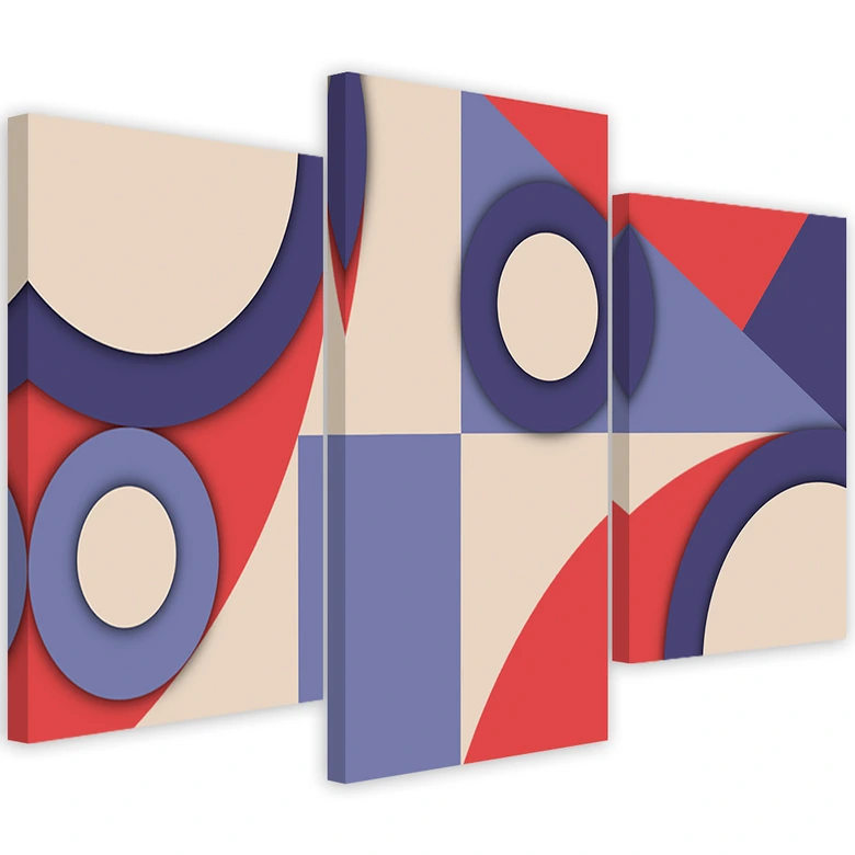 Leinwandbild 3 teilig, Geometrische Abstraktionsformen 