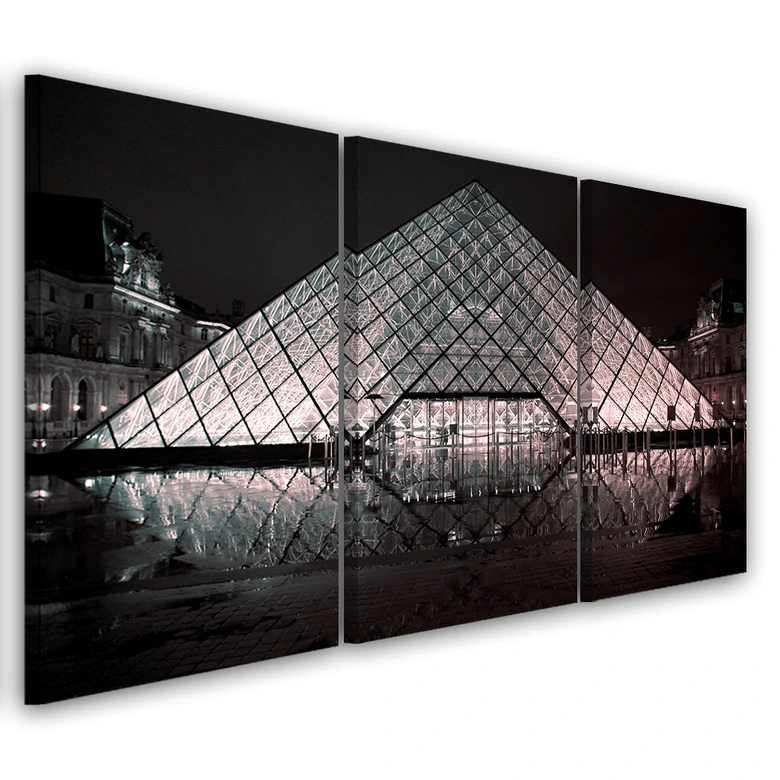 Leinwandbild 3-teilig, Louvre Paris Frankreich 