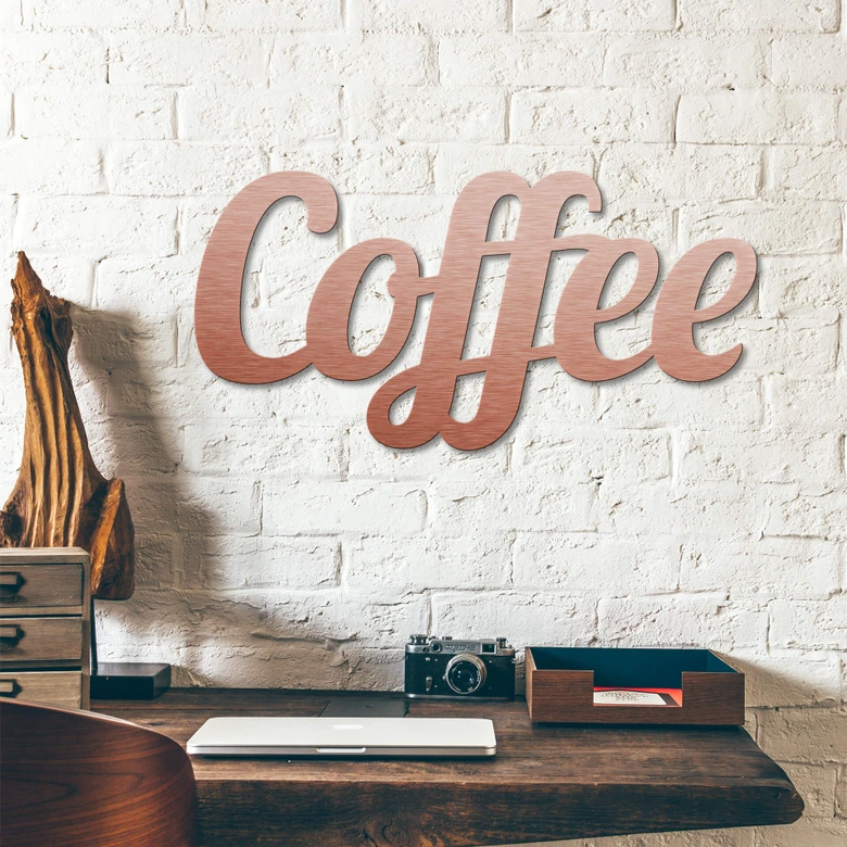 Aluminiowe litery z dibondu - efekt miedzi - kawa 