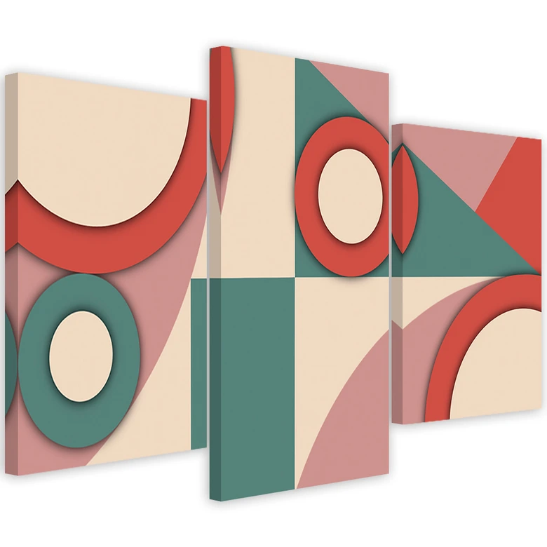 Leinwandbild 3 teilig, Geometrische Abstraktionsformen 