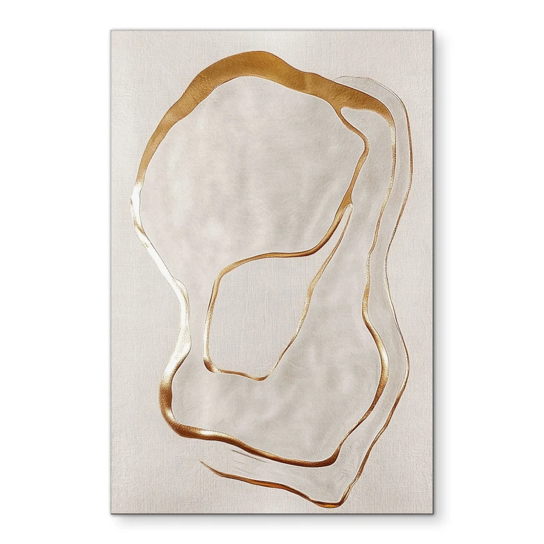 Wandbild Abstrakte Line Art in Gold und Beige - Alu-Dibond - Alma 