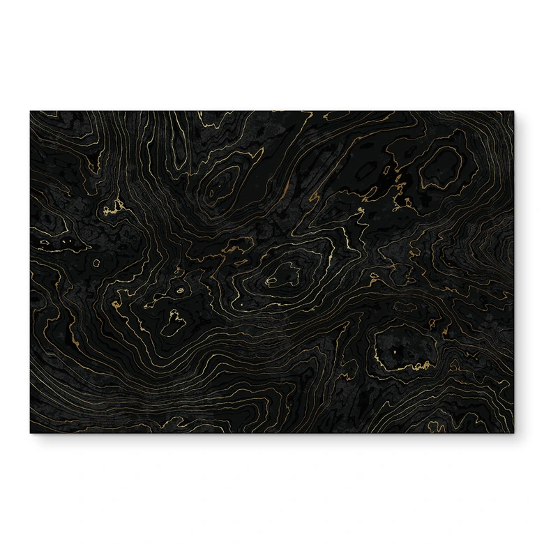 Wandbild Abstrakte Linien Schwarz-gold - Amini - Alu-Dibond 