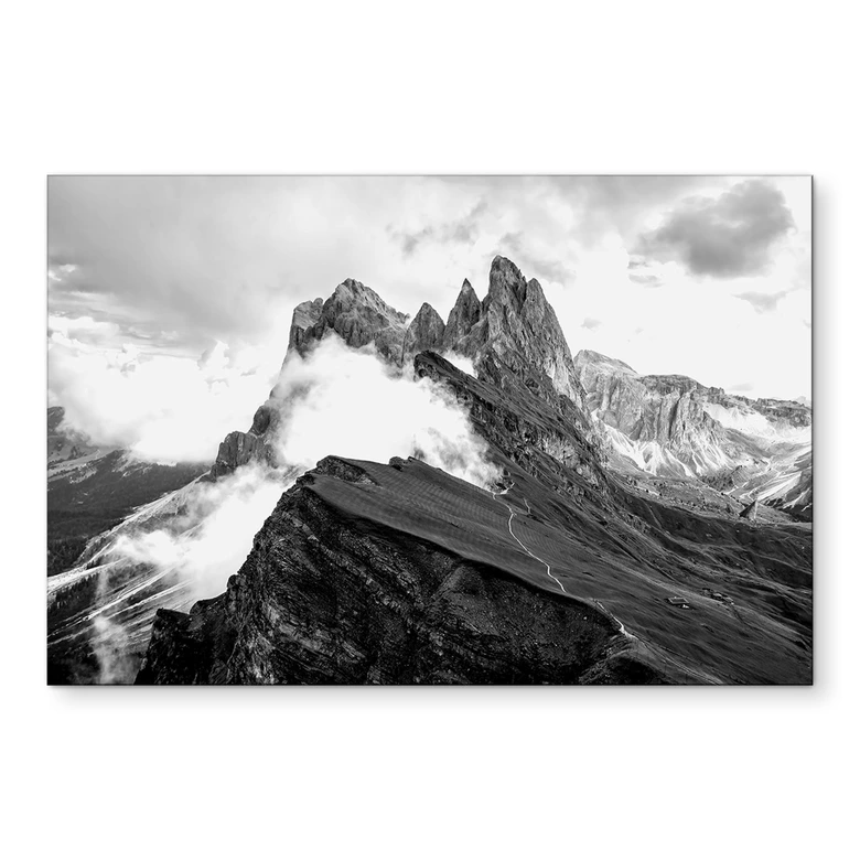 Wandbild Blick auf die Alpen - Berglandschaft der Dolomiten - Alu-Dibond 