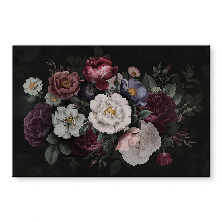 Wandbild Blumen Stillleben im Redouté-Stil - Bloomery Decor - Alu-Dibond 