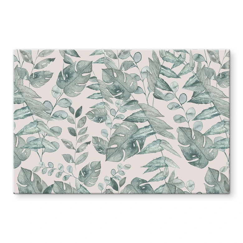 Wandbild Dschungelblätter Aquarell Creme - Bloomery Decor - Alu-Dibond 