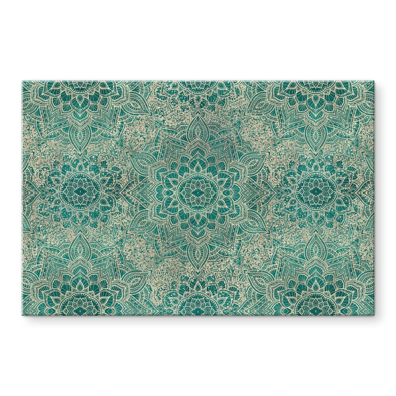 Wanddecoratie Mandala Boho goudgroen - Bloomery Decor - aluminium dibond 