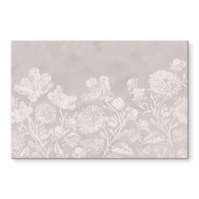 Wandbild Wildblumen in Kreide-Optik Beige - Bloomery Decor - Alu-Dibond 
