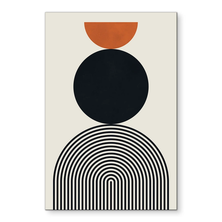 Wanddecoratie Abstracte lijnen en cirkels in harmonie - Costa - Alu-Dibond 