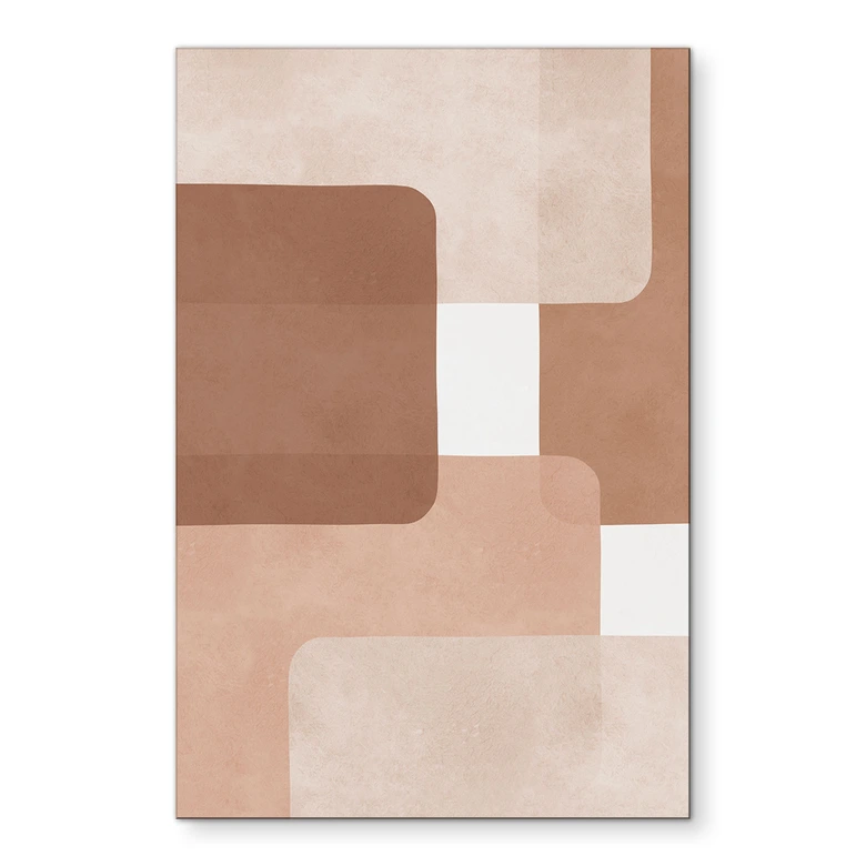 Wanddecoratie Boho abstractie in beige-bruin - Costa - Alu-Dibond 