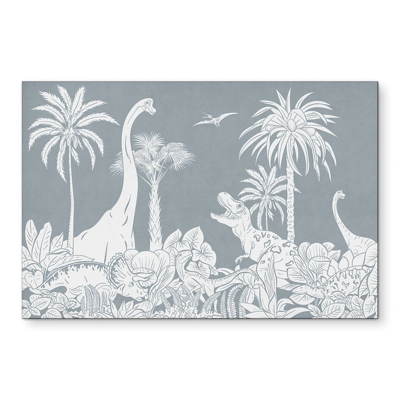 Wandbild Im Land der Dinosaurier - Blau - Kikki Belle - Alu-Dibond 