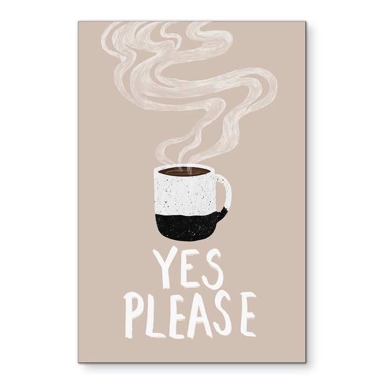 Wandbild Heiße Tasse Kaffee am Morgen - EMELIEmaria - Alu-Dibond 