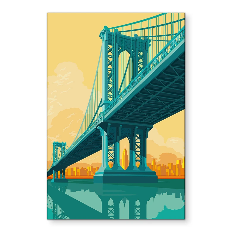 Wandbild Stadtblick durch die Manhattan Bridge - Heemskerk - Alu-Dibond 