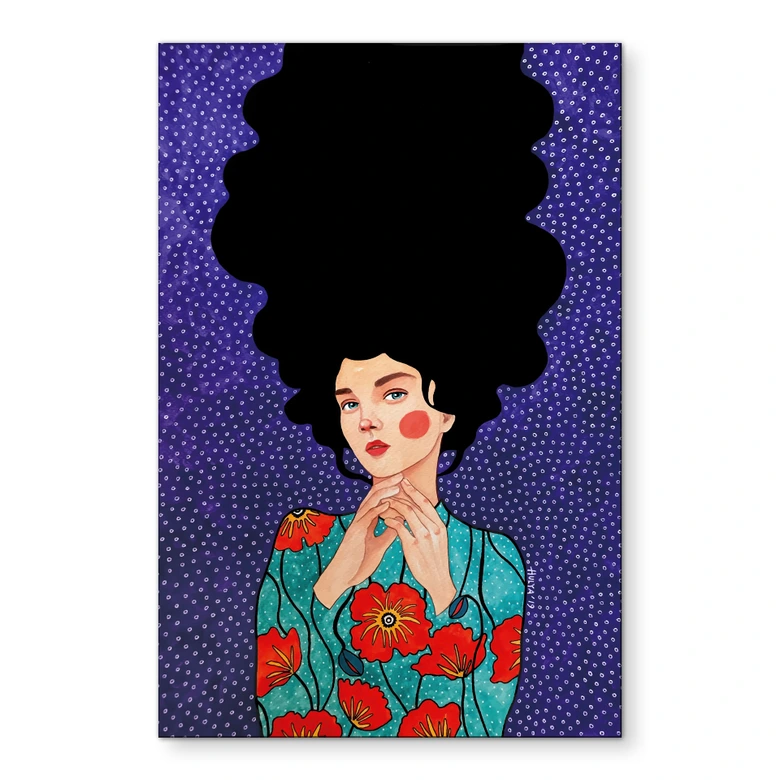 Wandbild Frau im Mohnblumenkleid - Alu-Dibond - Hülya 