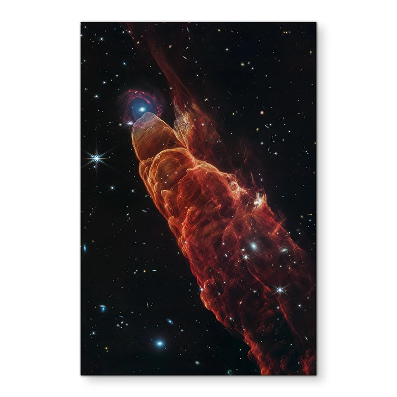 Wandbild James Webb Telescope - Kosmischer Wirbelsturm Herbig Haro 49/50 - Alu-Dibond 