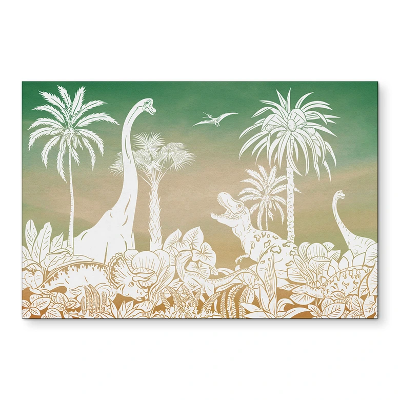 Wandbild Abenteuerreise zu den Dinosauriern - Ombre - Kikki Belle - Alu-Dibond 