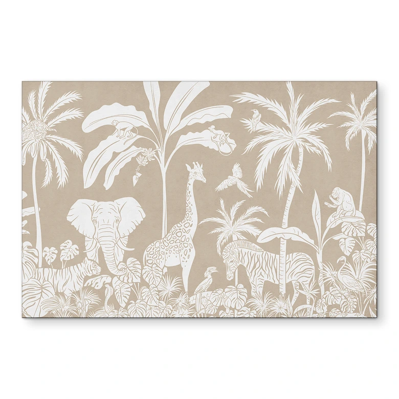Wandbild Dschungelträume - Afrikas Tierwelt in Braun - Kikki Belle - Alu-Dibond  