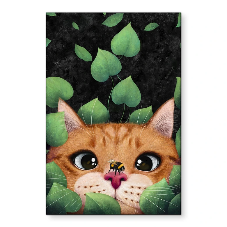 Wandbild Süße Katze im Busch - Korenkova - Alu-Dibond 