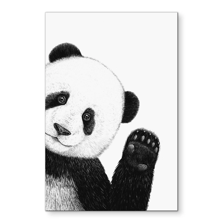 Wandbild Winkender Panda - Korenkova - Alu-Dibond 