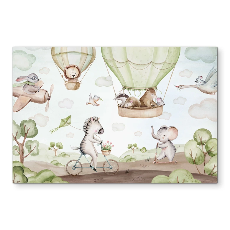 Wandbild Ballonfahrt der Tierfreunde - Kvilis - Alu-Dibond 