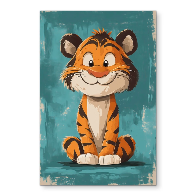 Wandbild Fröhliches Tigerbaby - Magnusson - Alu-Dibond 