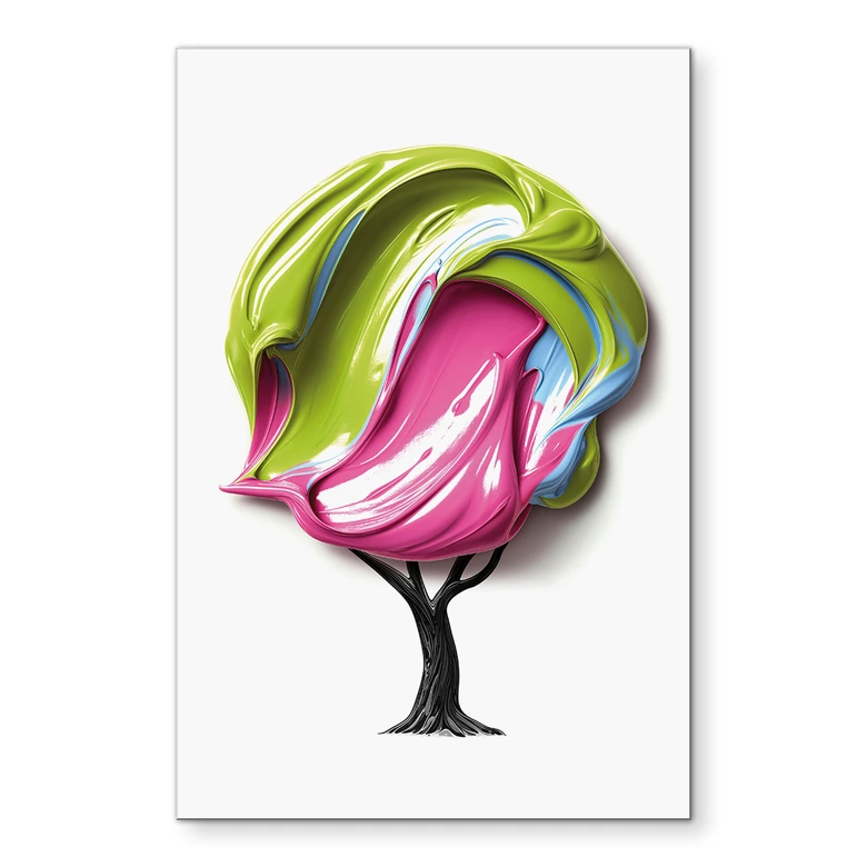 Wandbild Baum mit bunter 3D-Krone - Mielu - Alu-Dibond 