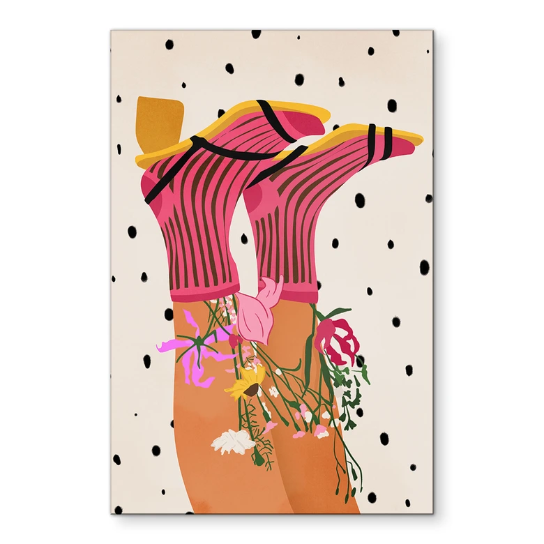 Wandbild Sockenliebe trifft Flower Power - Mokate - Alu-Dibond 