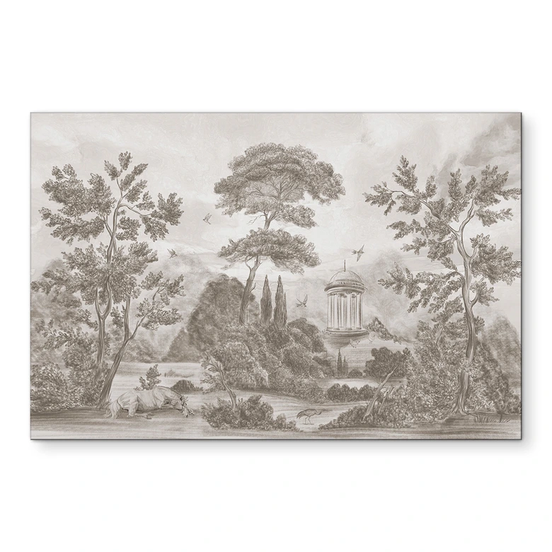 Wandbild Landschaft mit Gartenlandschaft in Beige - Ms Tiff - Alu-Dibond 