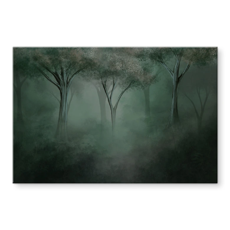 Wandbild Waldmagie im Morgennebel Grün - Ms Tiff - Alu-Dibond 