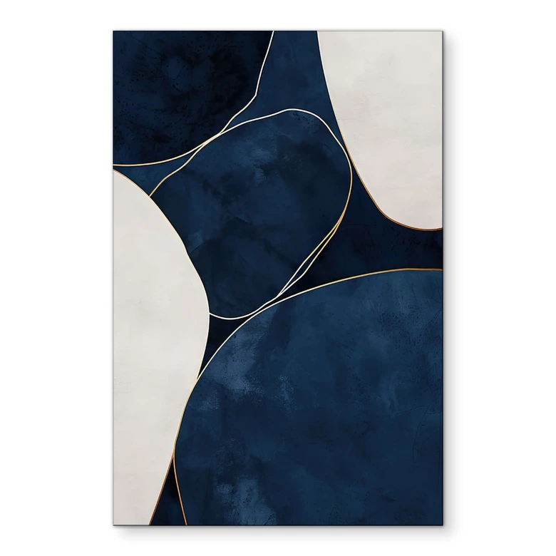 Wandbild Geometrische Balance in Blau und Weiß - Paksoylu - Alu-Dibond 