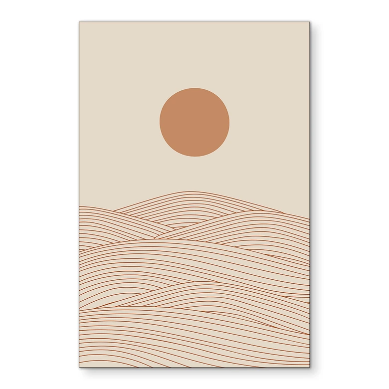 Wandbild Sonnenaufgang über der abstrakten Wüste - Playell - Alu-Dibond 
