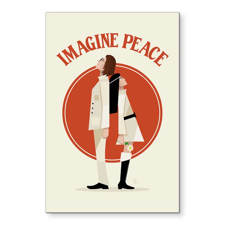 Wandbild Imagine Peace - Zwei für Frieden und Hoffnung - Retrodrome - Alu-Dibond 